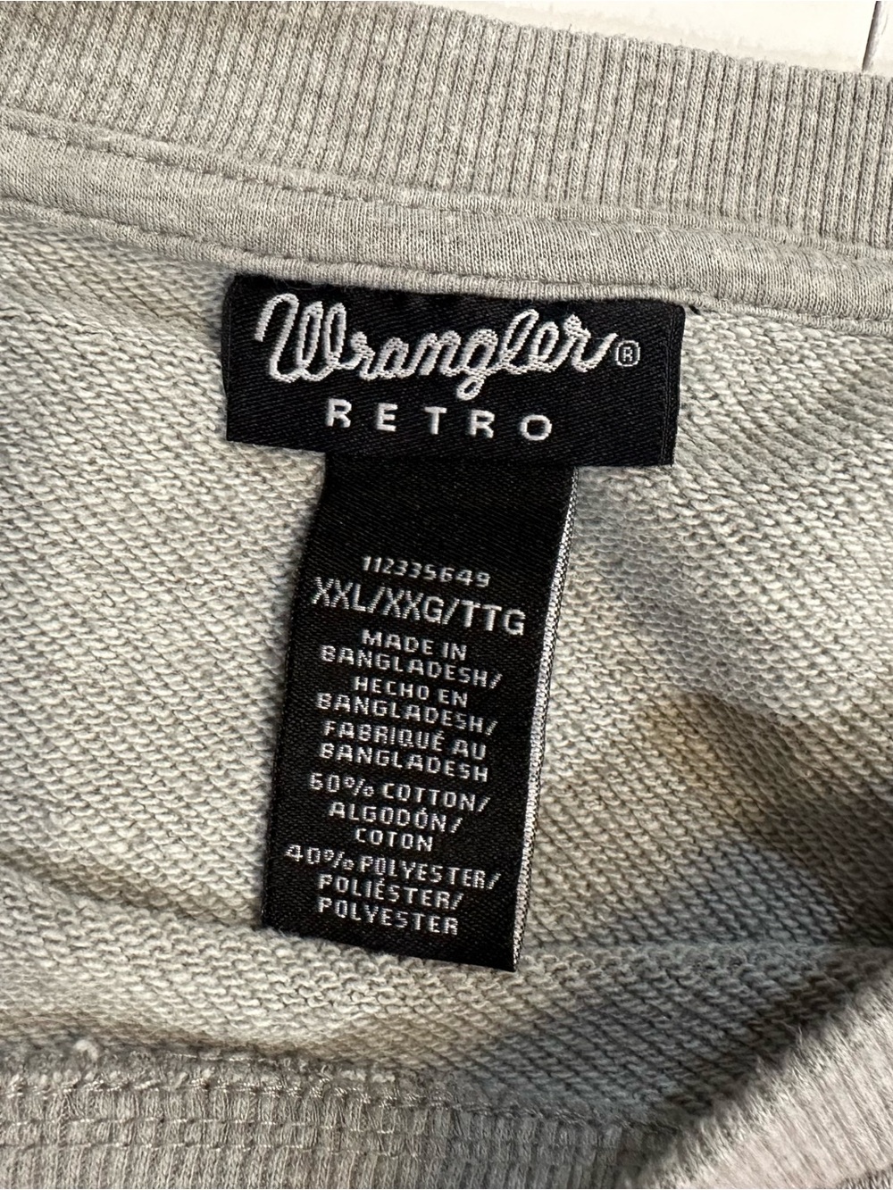 Wrangler Retro XXL Gray Pink Chenille Logo Oversized Sweatshirt Pullover - Picture 6 of 7